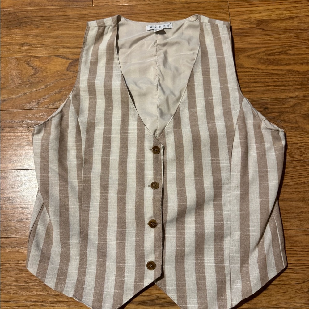 HYFVE Beige and Brown Striped Women's Vest